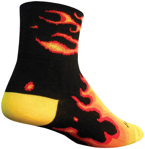 SockGuy Classic Fireball Socks 3 inch Black/Yellow/Red