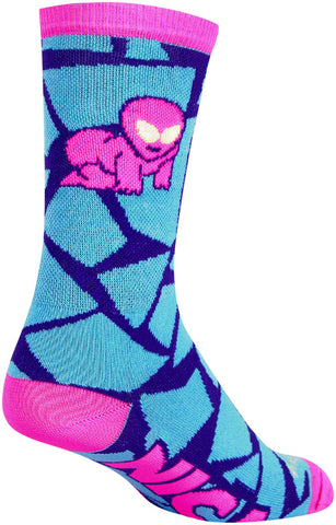 SockGuy Crew NICA Alien Socks 6 inch Blue/Pink