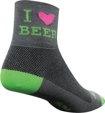 SockGuy Classic I Love Beer Socks 3 inch GRAY