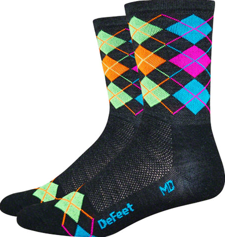 DeFeet Wooleator Hi Top Socks - 5 inch Argyle/Multi-Color Large