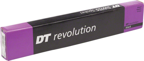 DT Swiss, Box of 72 Revolution Black spokes, 2.0/1.5/2.0mm, With alloy nipples, 268mm