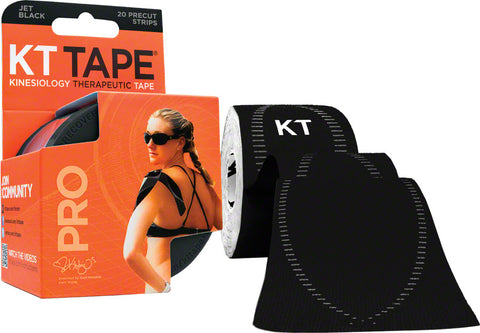 KT Tape Pro Kinesiology Therapeutic Body Tape Roll of 20 Strips Jet Black