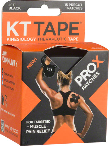 KT Tape ProX Kinesiology Therapeutic Body Tape Box of 15 Patches Jet Black
