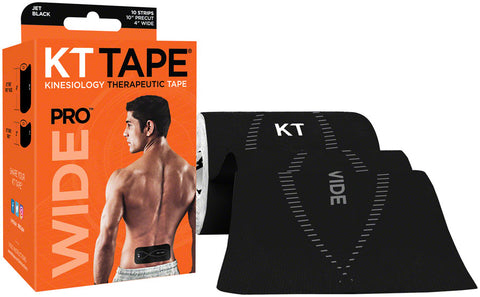KT Tape Pro Wide Kinesiology Therapeutic Body Tape Roll of 10 Strips Black