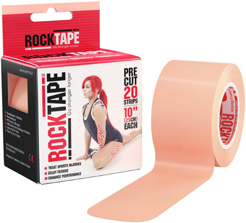 RockTape Standard Precut Kinesiology Tape Roll of 20 Strips Beige