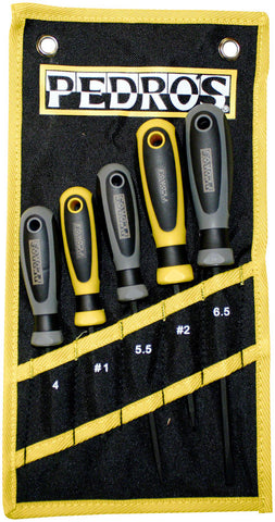 Pedro's Screwdriver Set 5Piece Bicycle Screwdriver Set With Pouch Black/Yellow