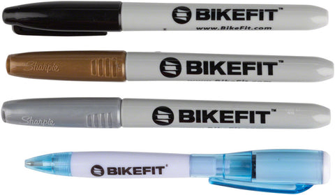 BikeFit Cleat Marking Pens - Black Silver Gold w/ Pen Light