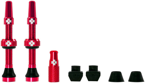 MucOff Tubeless Valve Kit Red fits Road and Mountain 44mm Pair