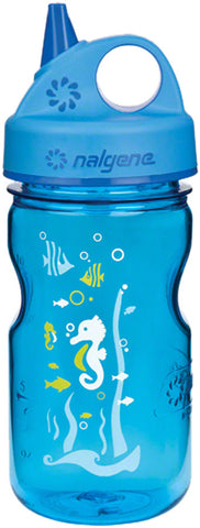 Na LGene Tritan Kid's GripnGulp Water Bottle 12oz Blue Seahorse